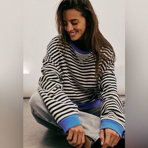 Free People • Classic Striped Oversized Crewneck • NWOT